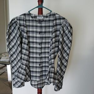 Philips Black and White Plaid Women's Top
